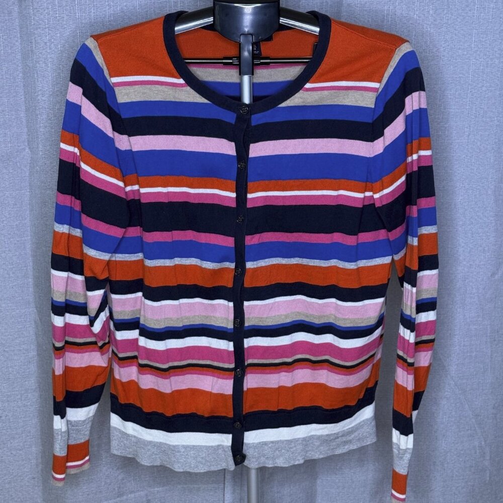 Land's End - Women's Button Down Striped Cardigan Sweater - Size XL